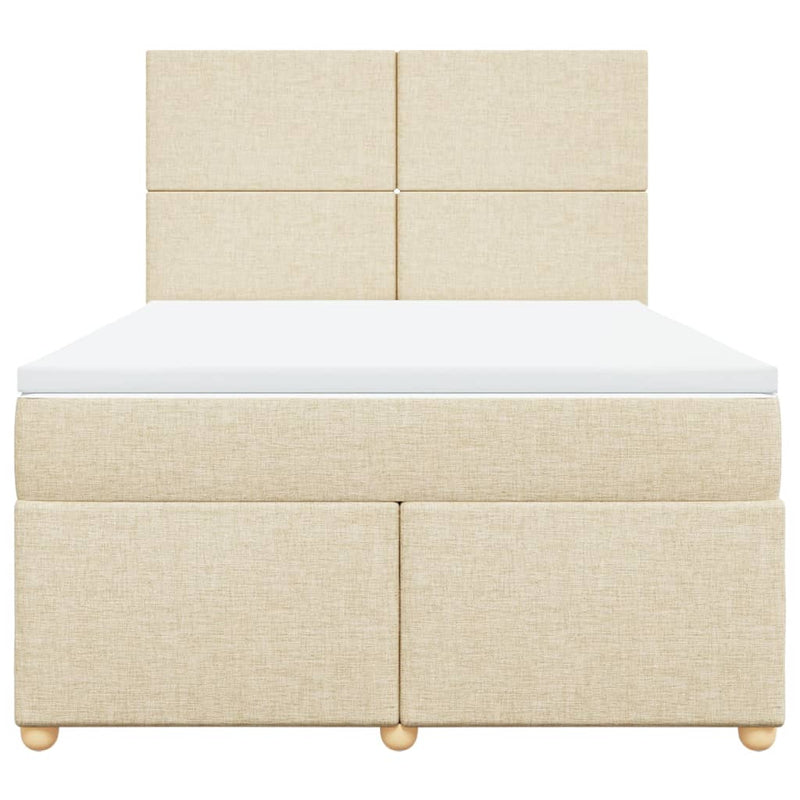 Pat continental cu saltea, crem, 140x200 cm, material textil