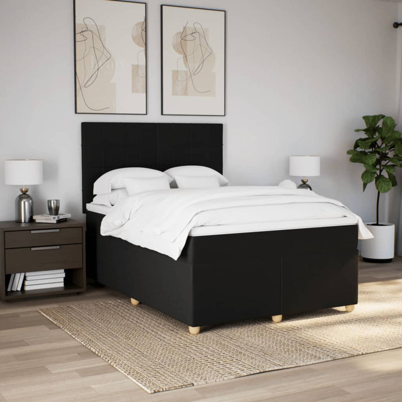 Pat box spring cu saltea, negru, 140x200 cm, textil