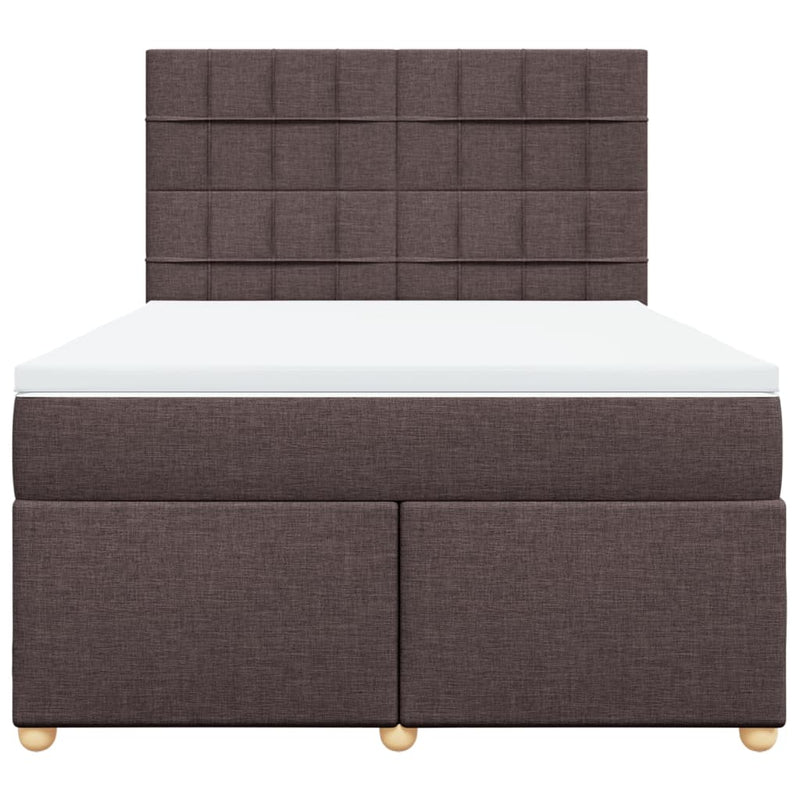 Pat continental cu saltea, maro închis, 140x200 cm, textil