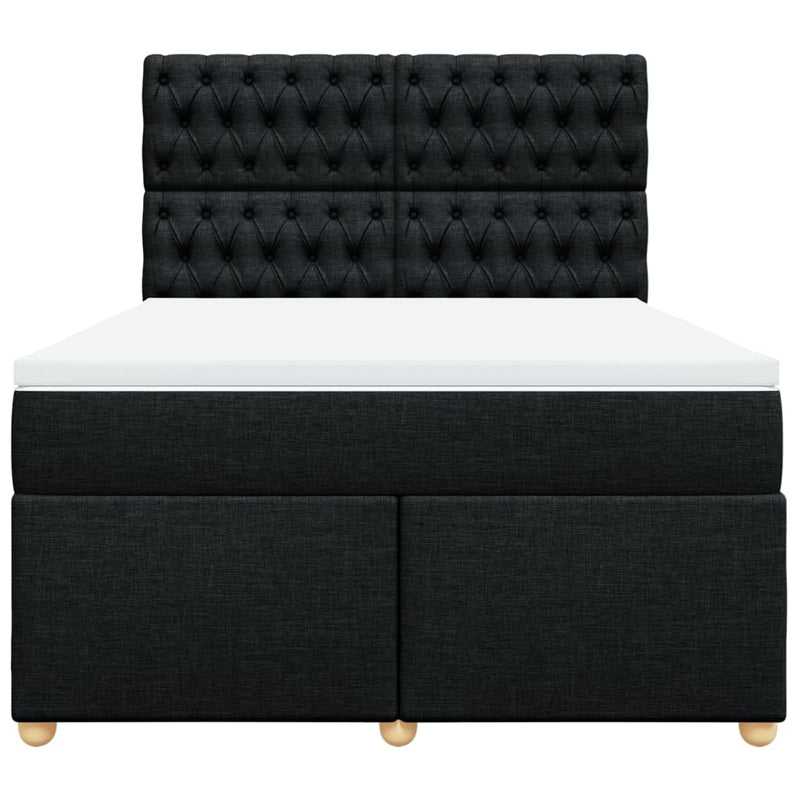 Pat box spring cu saltea, negru, 140x200 cm, textil
