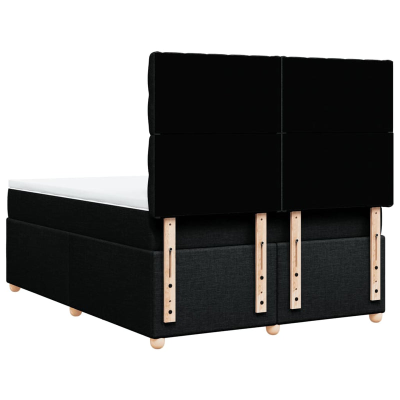 Pat box spring cu saltea, negru, 140x200 cm, textil
