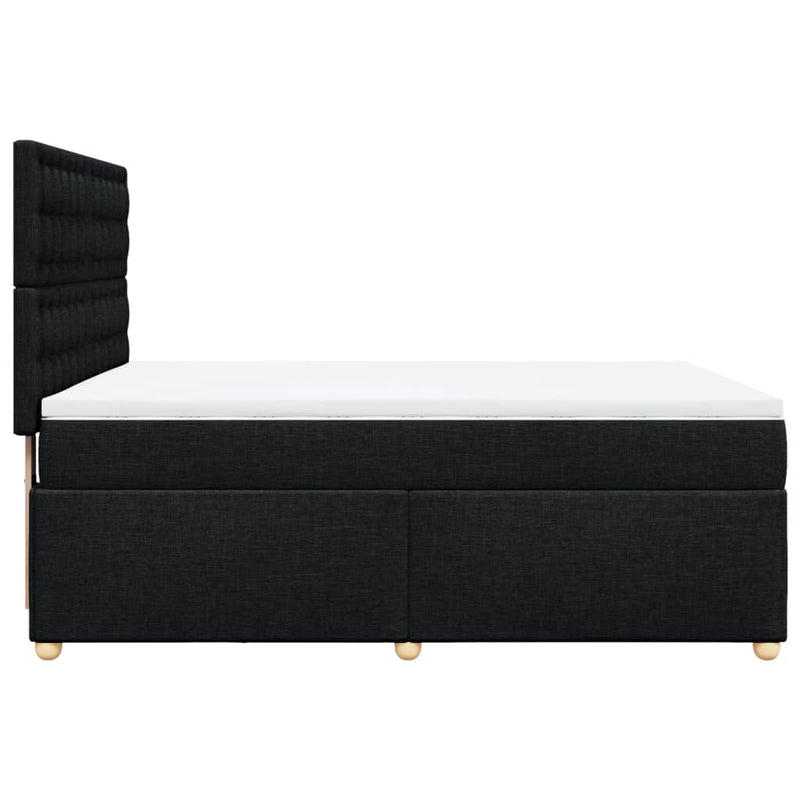 Pat box spring cu saltea, negru, 140x200 cm, textil