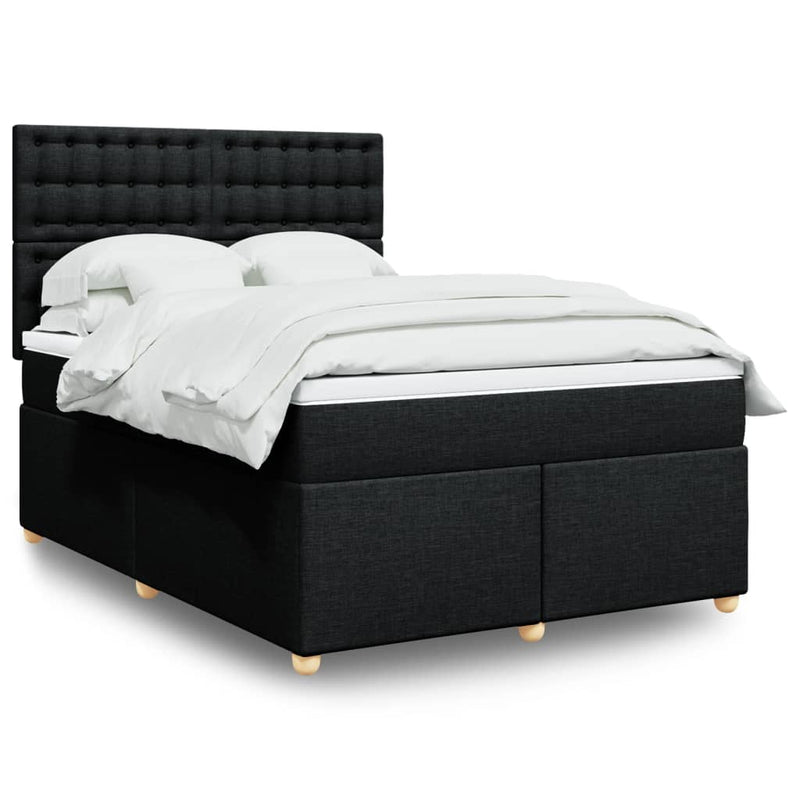 Pat box spring cu saltea, negru, 140x200 cm, textil