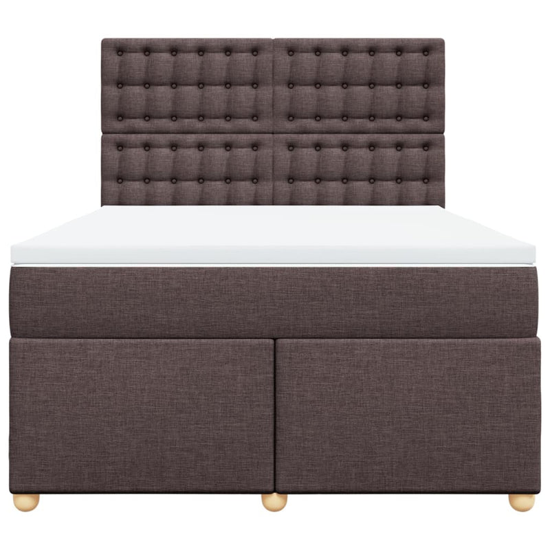 Pat continental cu saltea, maro închis, 140x200 cm, textil