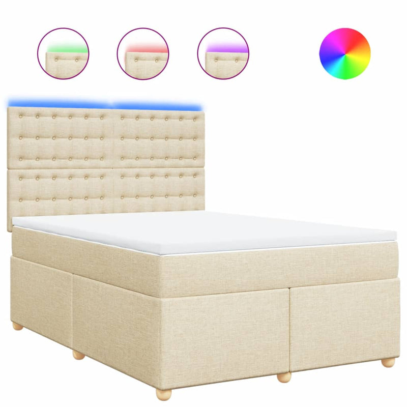 Pat continental cu saltea, crem, 140x200 cm, material textil