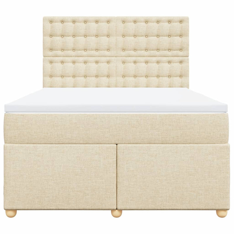 Pat continental cu saltea, crem, 140x200 cm, material textil