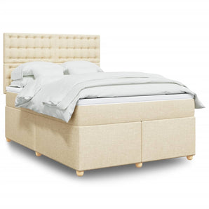 Pat continental cu saltea, crem, 140x200 cm, material textil