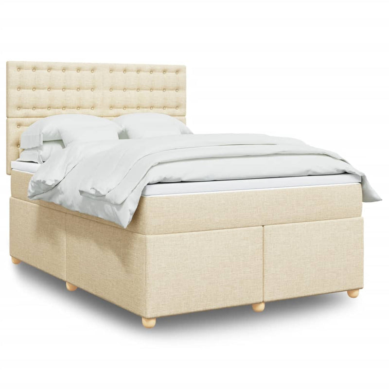 Pat continental cu saltea, crem, 140x200 cm, material textil