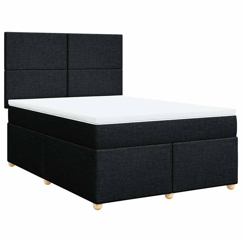 Pat box spring cu saltea, negru, 160x200 cm, textil