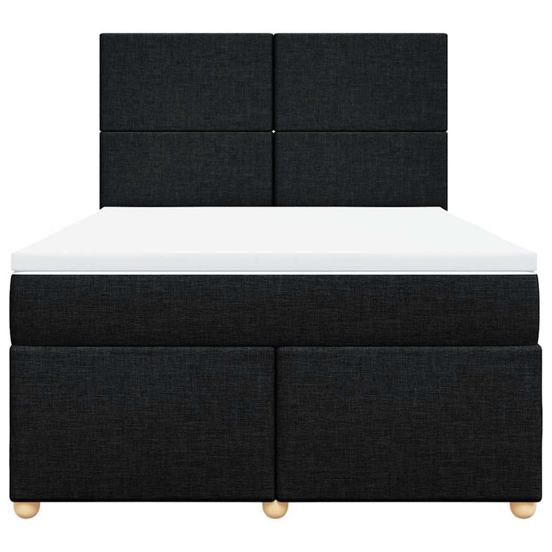 Pat box spring cu saltea, negru, 160x200 cm, textil