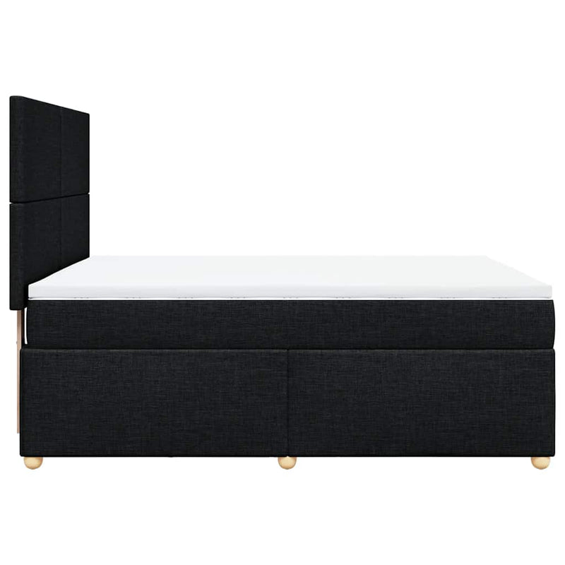 Pat box spring cu saltea, negru, 160x200 cm, textil