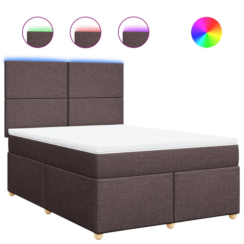 Pat box spring cu saltea, maro închis, 160x200 cm, textil