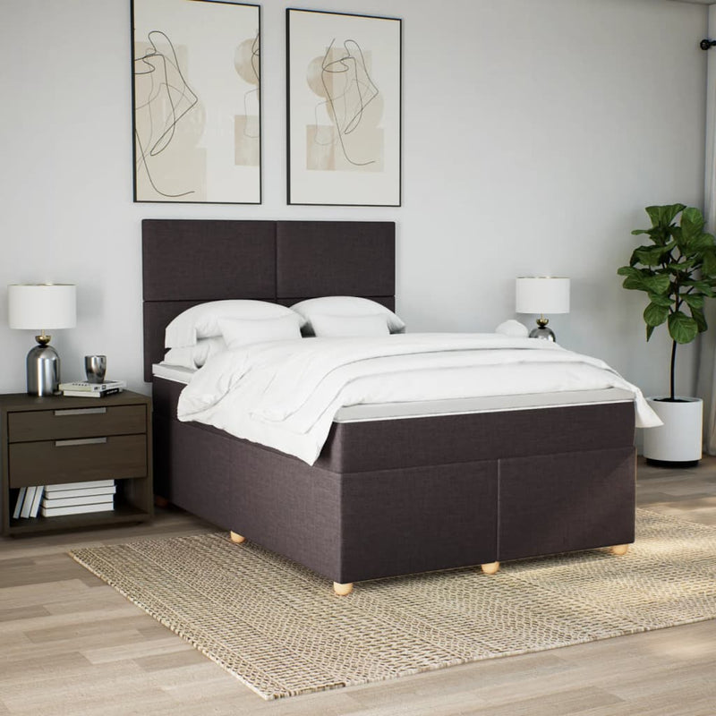 Pat box spring cu saltea, maro închis, 160x200 cm, textil