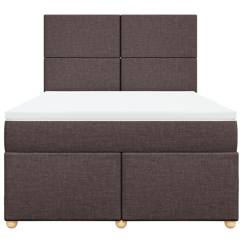 Pat box spring cu saltea, maro închis, 160x200 cm, textil