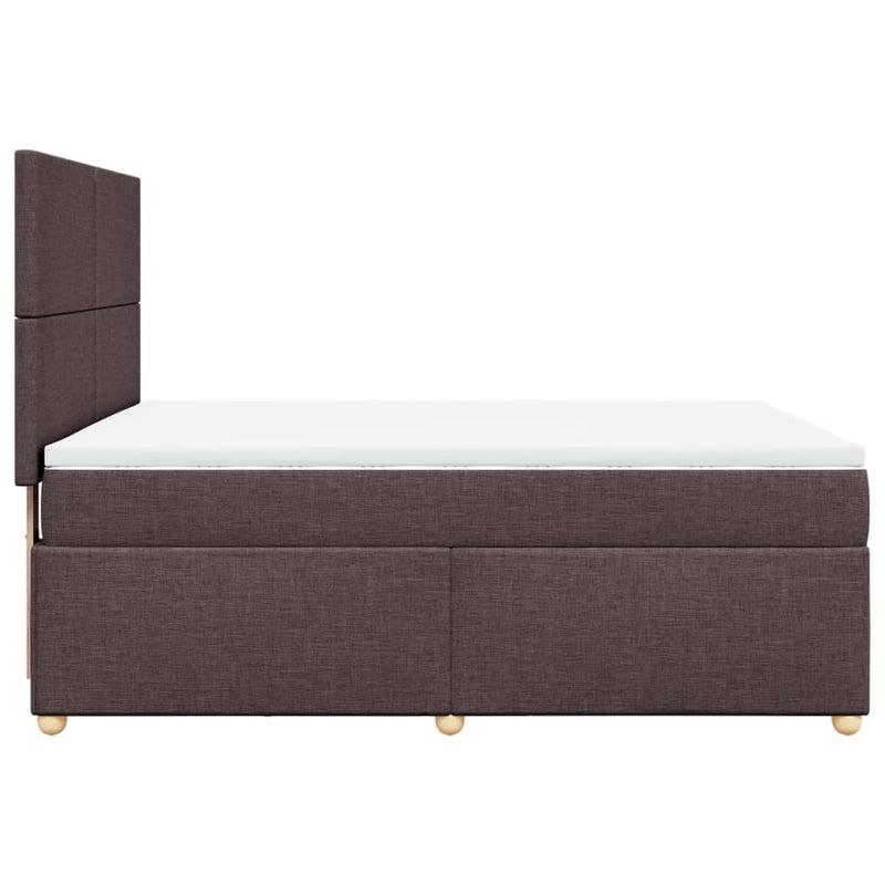 Pat box spring cu saltea, maro închis, 160x200 cm, textil