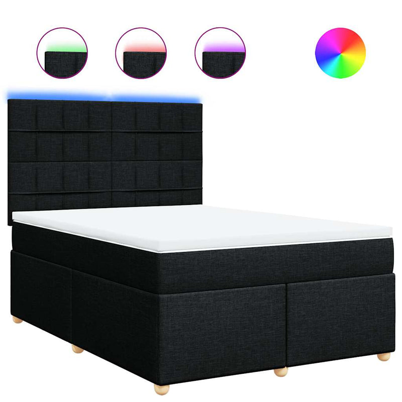 Pat box spring cu saltea, negru, 160x200 cm, textil