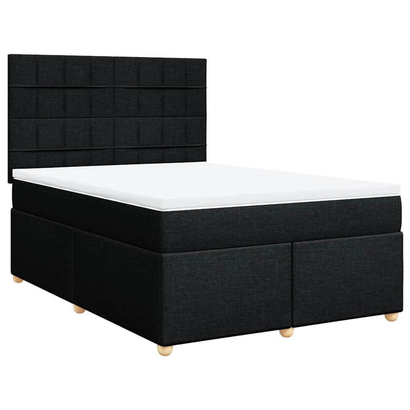 Pat box spring cu saltea, negru, 160x200 cm, textil