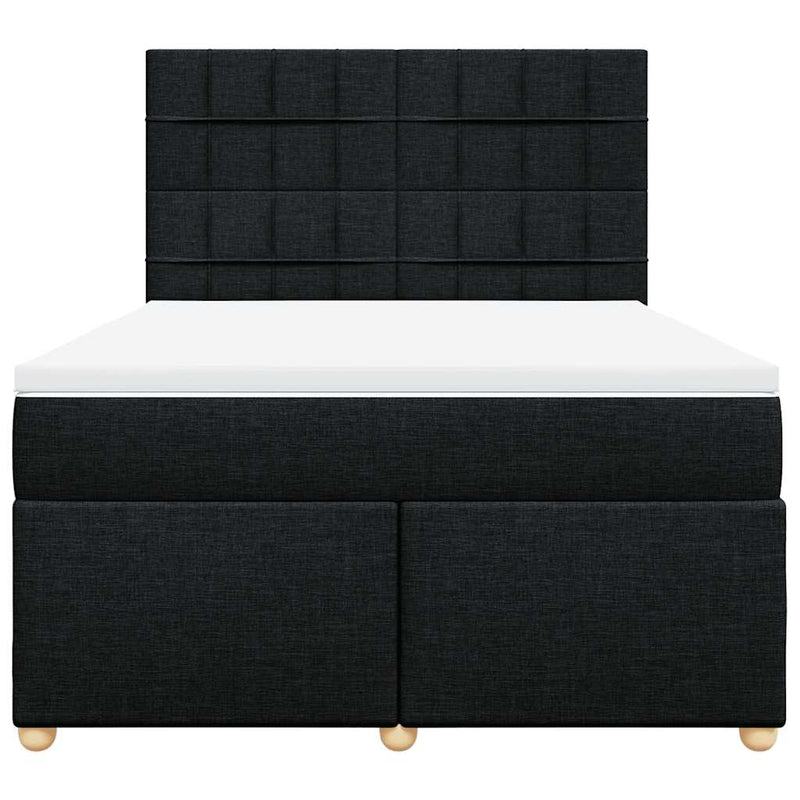 Pat box spring cu saltea, negru, 160x200 cm, textil
