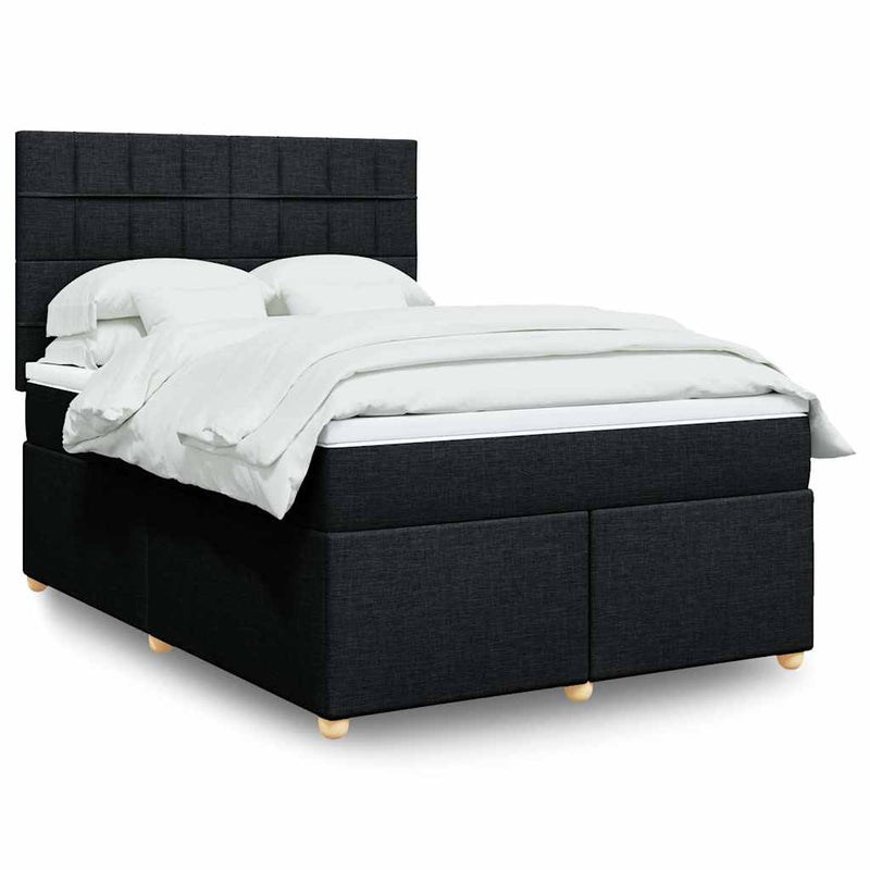 Pat box spring cu saltea, negru, 160x200 cm, textil
