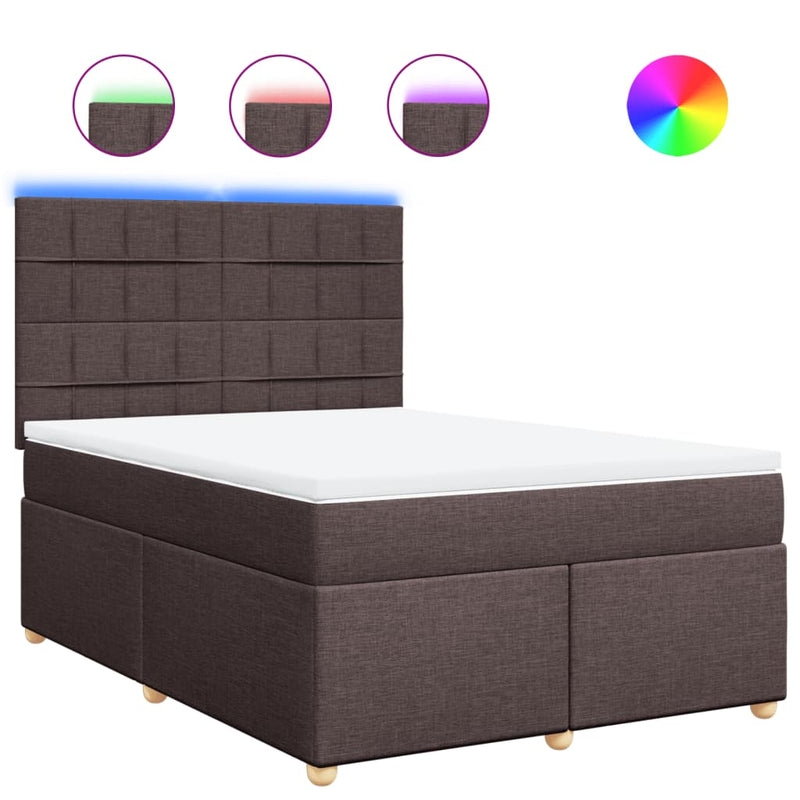 Pat box spring cu saltea, maro închis, 160x200 cm, textil