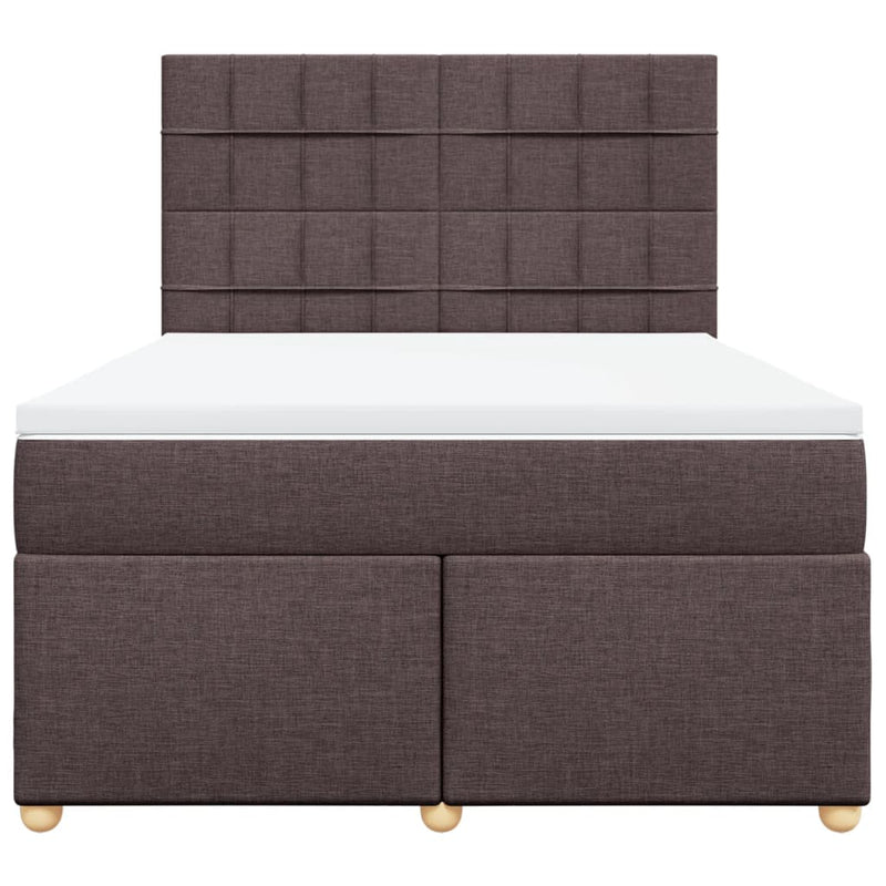 Pat box spring cu saltea, maro închis, 160x200 cm, textil