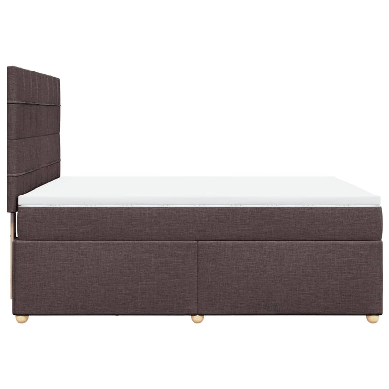 Pat box spring cu saltea, maro închis, 160x200 cm, textil