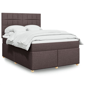 Pat box spring cu saltea, maro închis, 160x200 cm, textil