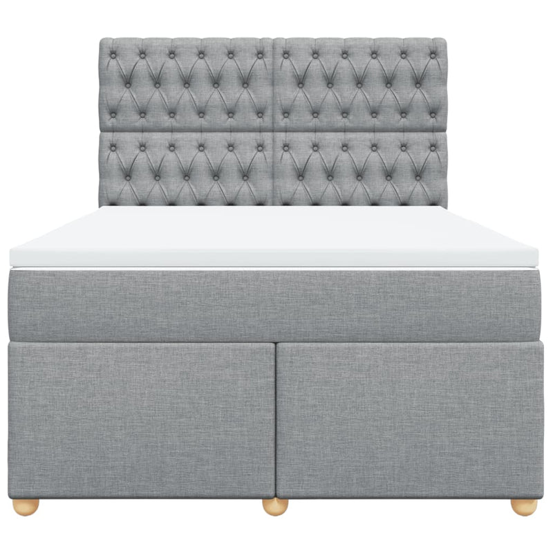 Pat continental cu saltea, gri deschis, 160x200 cm, textil