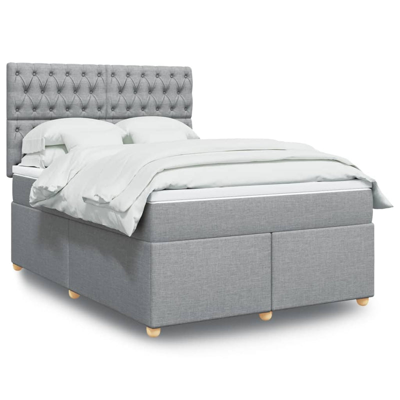 Pat continental cu saltea, gri deschis, 160x200 cm, textil