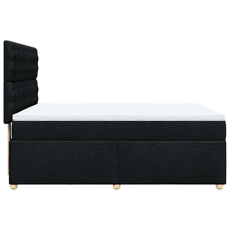 Pat box spring cu saltea, negru, 160x200 cm, textil