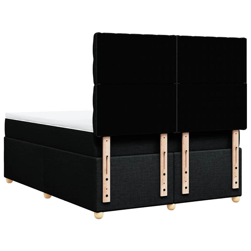 Pat box spring cu saltea, negru, 160x200 cm, textil