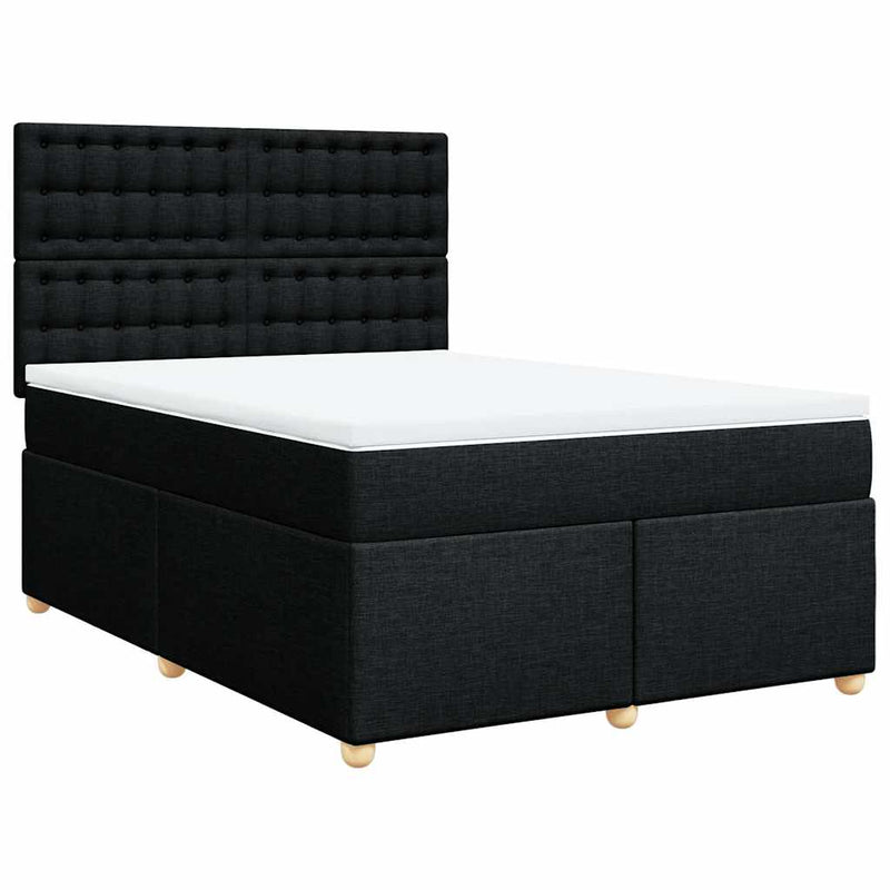 Pat box spring cu saltea, negru, 160x200 cm, textil