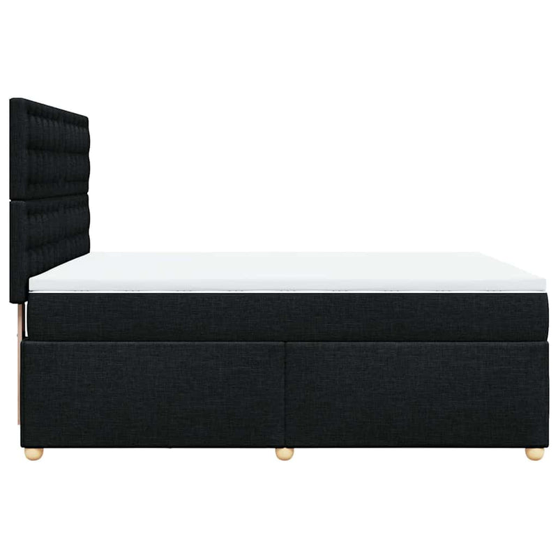 Pat box spring cu saltea, negru, 160x200 cm, textil