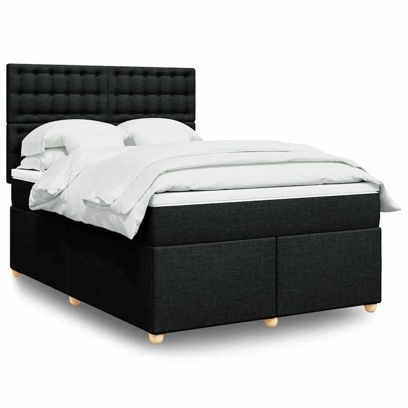 Pat box spring cu saltea, negru, 160x200 cm, textil
