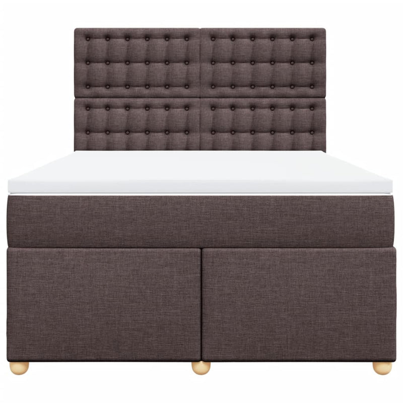 Pat box spring cu saltea, maro închis, 160x200 cm, textil