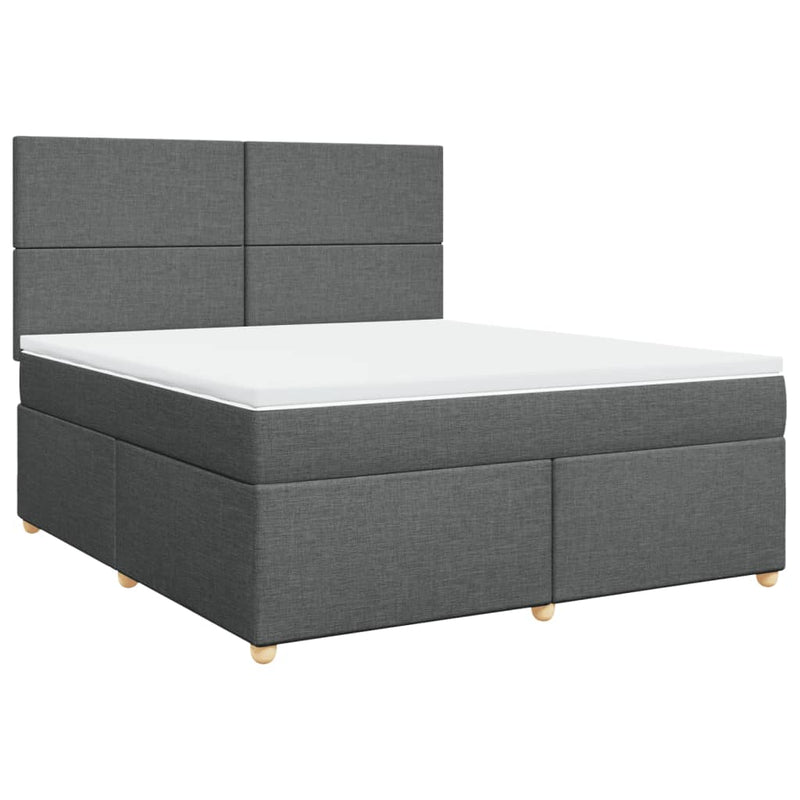 Pat box spring cu saltea, gri închis, 180x200 cm, textil