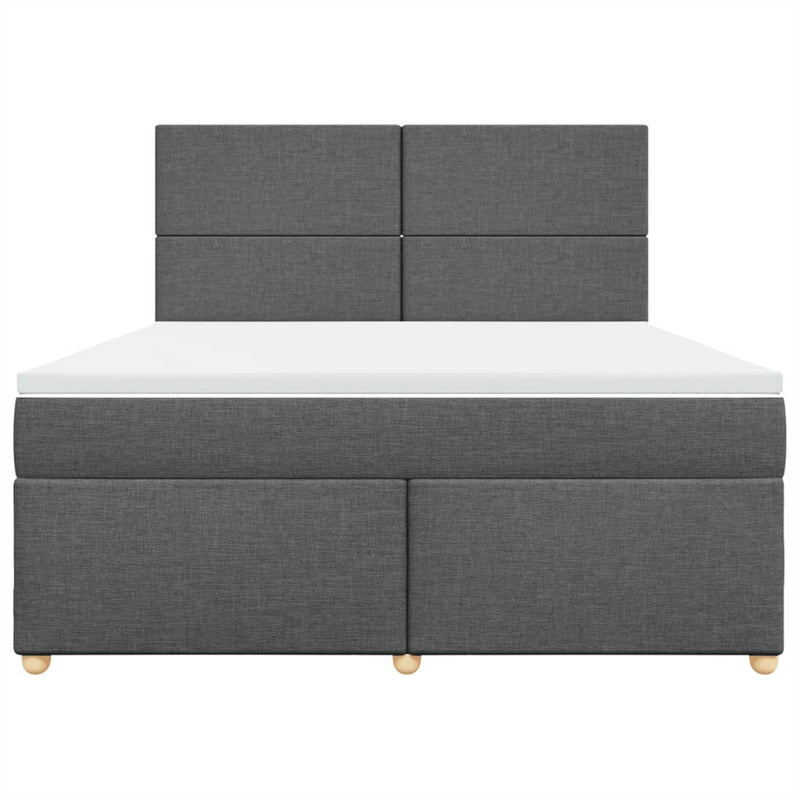 Pat box spring cu saltea, gri închis, 180x200 cm, textil