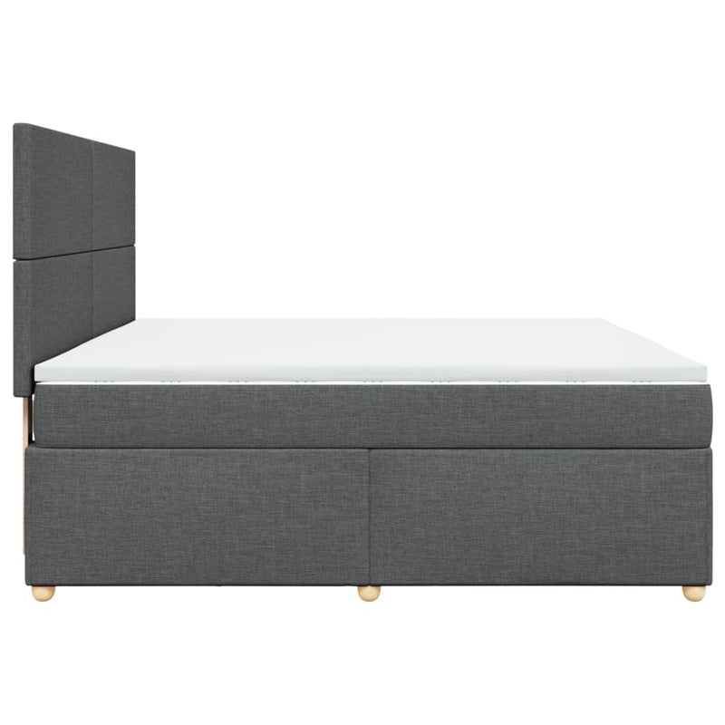 Pat box spring cu saltea, gri închis, 180x200 cm, textil