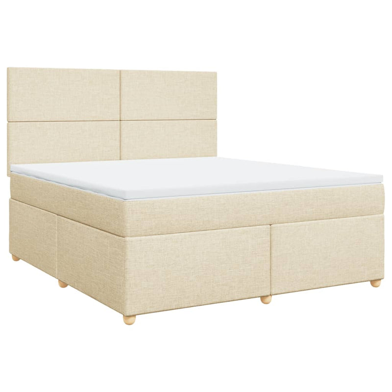Pat continental cu saltea, crem, 180x200 cm, textil