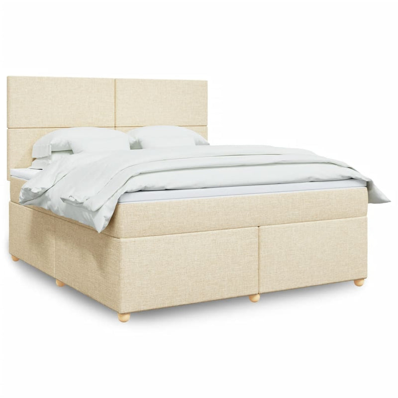 Pat continental cu saltea, crem, 180x200 cm, textil