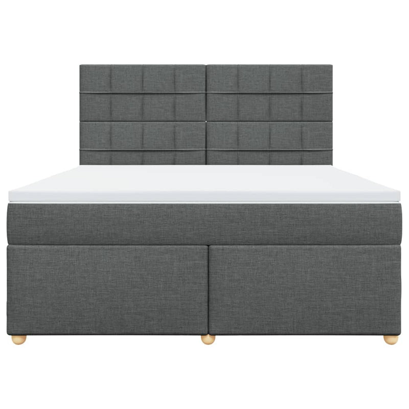 Pat box spring cu saltea, gri închis, 180x200 cm, textil