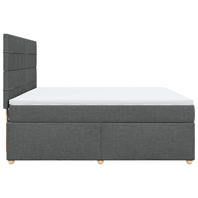 Pat box spring cu saltea, gri închis, 180x200 cm, textil