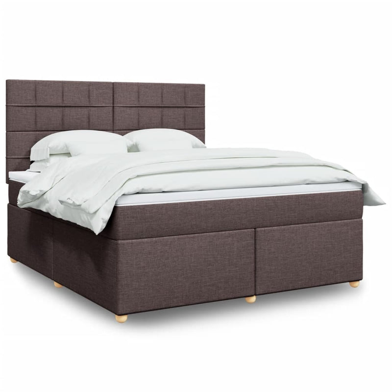 Pat continental cu saltea maro închis 180x200cm material textil