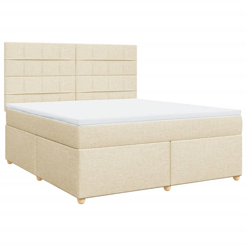 Pat continental cu saltea, crem, 180x200 cm, textil