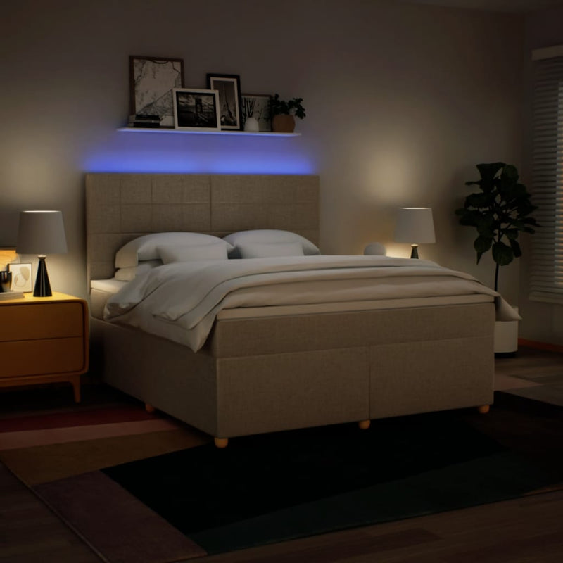 Pat continental cu saltea, crem, 180x200 cm, textil