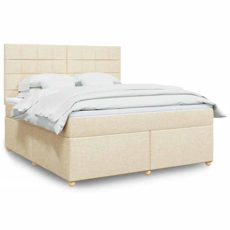 Pat continental cu saltea, crem, 180x200 cm, textil