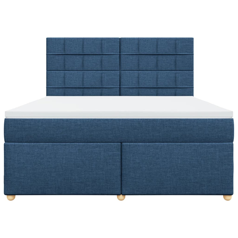 Pat box spring cu saltea, albastru, 180x200 cm, material textil