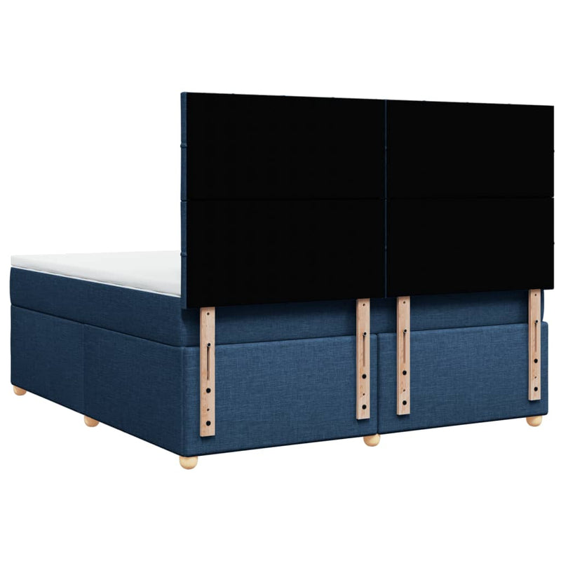 Pat box spring cu saltea, albastru, 180x200 cm, material textil