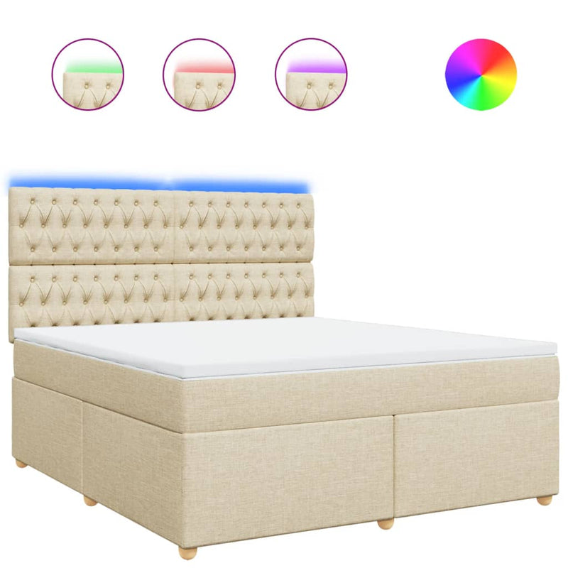 Pat continental cu saltea, crem, 180x200 cm, textil