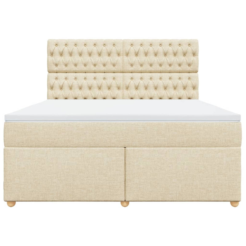 Pat continental cu saltea, crem, 180x200 cm, textil